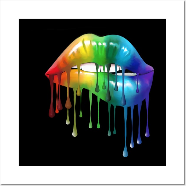 Lips Rainbow Gay Homosexual Lesbian Lips Pride Wall Art by Collagedream